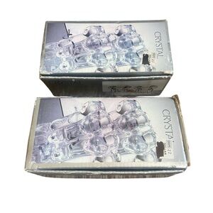 Set of 2 New Alco Crystal 2pc Candleholder Set Tapered & Votive Candle #0011